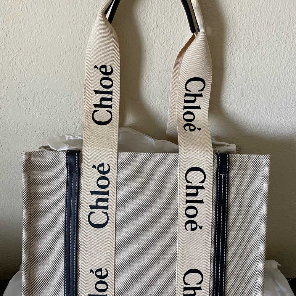 Woody medium leather-trimmed cotton-canvas tote - Picture 4 of 16